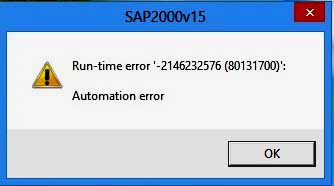 sap2000 Run-time error automation error hatası sorunu çözümü