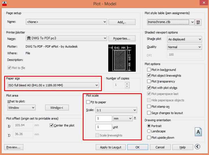 AutoCAD birebir 1:1 ölçekte çıktı alma ayarları